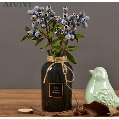 Artificial berry branch fruit bunch mini pipe fruit hole fruit home wedding decoration flower arrangement DIY matching