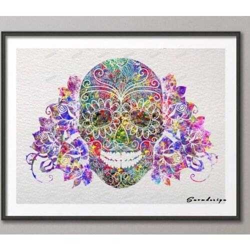 Rikivity Original Sugar Skull day of the dead modern wall art canvas painting poster prints Picture living room Decoration