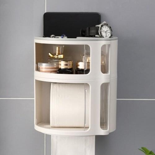 MICCK Strong Load-Bearing Tissue Case With Top Aromatherapy Mouth Box Container Home Punch-Free Universal Roll Paper Bath Shelf