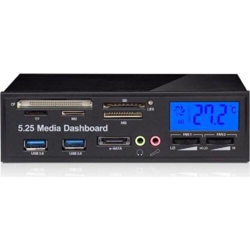 Multifunctional Media Panel 5.25 inch Computer Front Dashboard with SATA/eSATA, USB 2.0/USB 3.0, Microphone/Headphone o Port