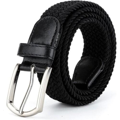Hot Colors Men Women Casual Knitted pin buckle Belt Woven Canvas Elastic Stretch Belts Plain Webbing 2020 fashion