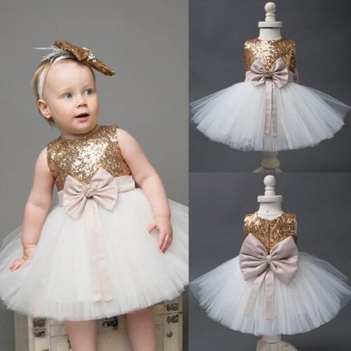 Formal Sleeveless Princess Sequin Tulle Flower Girls Lace Dresses Costume Clothing Toddler Kids Baby Girl Princess Dress