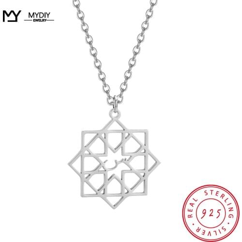 Arabic Name Necklace Personalized Nameplate With Checker Customized Necklaces For Birthday Gift Gold 925 Sterling Silver Jewelry