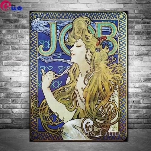 Full Square,Circular Drill, Diamond Painting Embroidery Job Cigarettes By Alphonse Mucha 3D DIY Diamond Mosaic Home Decor