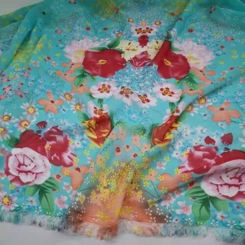 On Sale 75D Chiffon Colorful Position Print Dress Summer Scarf Fabric 3 Yards