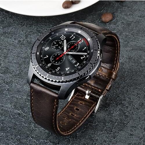 22mm 20mm Vintage Leather Strap For Samsung Galaxy Watch 3 Active 2 44mm 40mm Galaxy 46mm 42mm Band For Huawei Watch GT 2 2e Pro