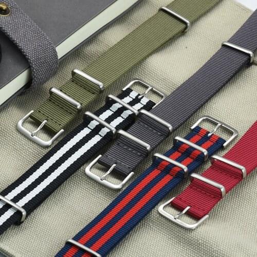Premium Quality Herringbone 20mm 22mm Seatbelt Watch Band Nylon Nato Strap For 007 James Bond Military Striped Replacement Watch