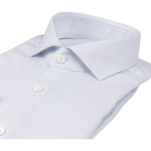 2020 Luxury Dress Shirt Bespoke Blue High Quality 100% Cotton Business Shirts 80s Two-Ply Wrinkle Resistant Tailored Men Shirts