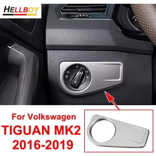 Car Styling Headlight Switch Adjust Button Tirm Stickers For VW Volkswagen Tiguan MK2 2018 2017 2016 2019 Interior Accessories