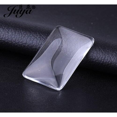JUYA High Quality Rectangle Flat Back Clear Glass Cabochon 37x25mm China Jewelry Componet Suppliers for Pendants Making CG0013