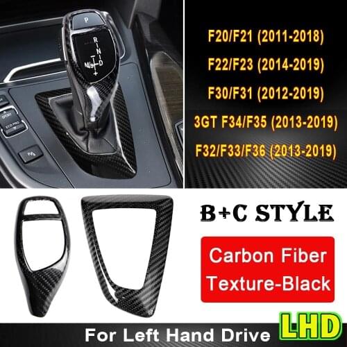 Carbon Fiber Style Gear Shift Handle Sleeve Button Cover Stickers For BMW F20 F30 f10 f32 F25 X5 F15 X6 F16 Interior Accessories