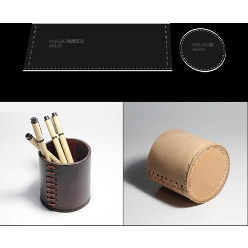 DIY Leather Pen Vase Transparent Acrylic Template Sewing Cutting Acrylic Pattern Mold DIY Handmade Student Pencil Holder Stencil