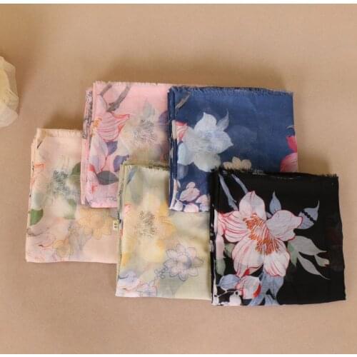 Women Printe Floral Scarves Soft Cotton Scarf Muslim Hijab Shawls Wrap Long Muffler Spring Pashmina Scarves 180*90cm 1PC Retail