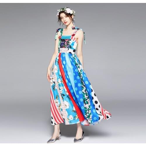 Women Summer Dresses A-LINE Office Lady Printing Mid-Calf Women Eelgant Dresses Square Collar Party Night 2021 New Dresses Women