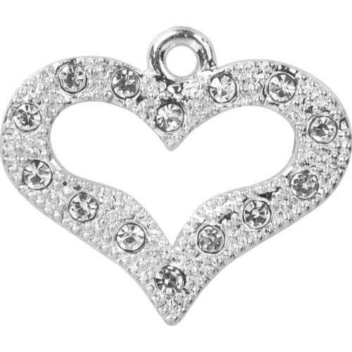 14*29mm Fashion Women Accessories Crystal Silver Gold Heart Butterfly Charms Pendants For DIY Jewelry Bracelet Necklace Making