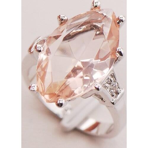 Morganite Women 925 Sterling Silver Ring F733 Size 6 7 8 9 10