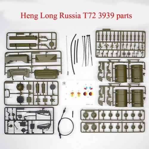 1Set Russia T72 3939 Self-assembly Accessories Sticker/Oil Drum/Machine Gun/Decorative Parts for 1/16 Henglong RC Tank Model