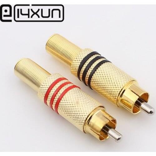 1pcs Gold-plated RCA Connector Male jack Plug AV Plugs for PC Audio Vedio Red Black Free-Welding DIY Parts