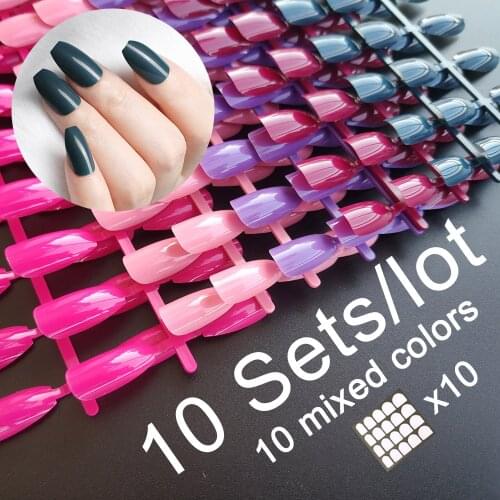 10 Sets Of Press on Nails Full Cover Nails With Nail Adhesive Nail Tips Coffin Nails Coffin Press on Nails Short