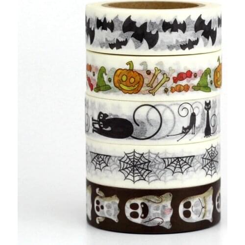 10M Cute Ghost Bat Black cat Web Pumpkin Magic hat Decor Halloween Washi Tape Set Scrapbooking Masking Tape School Office Supply