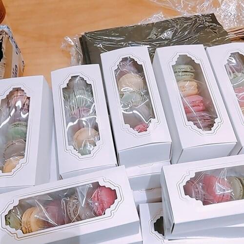 10pcs Macaroons Box Packaing Cookie Boxes With Window Transparent Packing Box Dessert Box Chocolate Package Box For Bakery