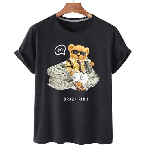 100% Cotton Funny Bill Bear Big Shirt Top Short-sleeved O-neck Loose T-shirt Female Plus Size T-shirt For Men And Women S-4XL