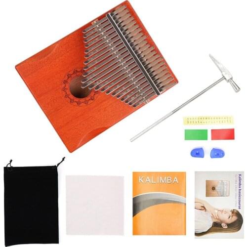 21-Key Portable Wooden Kalimba Thumb Piano Mbira with Carry Bag Tuning Hammer Cleaning Cloth Finger Protector Sticker Music Book