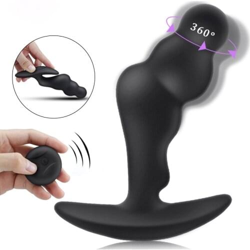 360 Degree Prostate Massager Rotating Anal Plug Vibrator Silicone Male Butt Plug Anus Vibrating Sex Toy For Men G-Spot