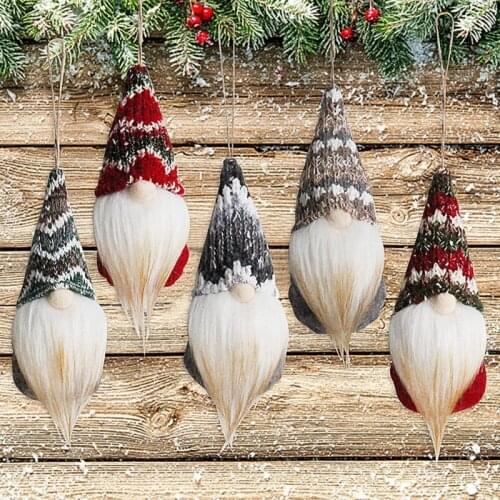 5pcs/set Christmas Hanging Gnomes Ornaments Plush Gnomes Santa Elf Hanging Home Decorations Holiday Decor Party Supplies