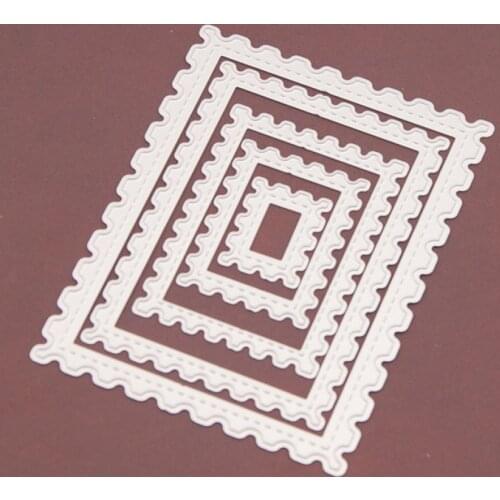 5 PCS Stitched Rectangle Scallop Frame Metal Cutting Dies Scrapbooking Steel Craft Dies Cuts Embossing Paper Card Make Stencil