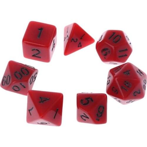 7 Pcs Acrylic Red Dice Black Points D4 D6 D8 D10 D12 D20 KTV Bar Nightclub Entertainment Tools Adult Toys U2JB