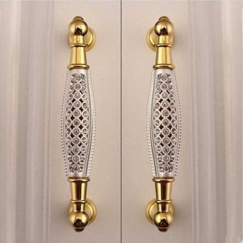 96MM deluxe fashion 24K gold furniture handle glass diamond wine cabinet wardrobe door pull k9 crystal dresser drawer handle