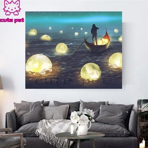 5D DIY Diamond Painting Abstract art, beautiful landscape at night cross stitch full square/round diamond mosaic embroidery