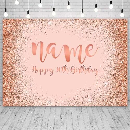 Avezano Backdrops Happy Birthday Party Orange Shiny Glitter Decor Customized Banners Photography Backgrounds Photo Studio Props