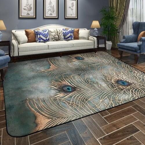 European Style Large Carpet Bedside Living Room Bedroom Coffee Table Bird Feather Floor Mat Carpet