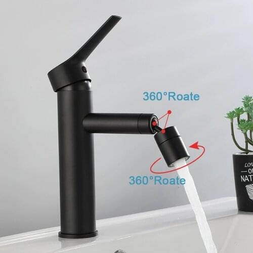 Matte Black Kitchen faucet 360 Degree Rotating Spring Kitchen Faucet Single Handle Hot and Cold Mixer Tap Sink Faucet
