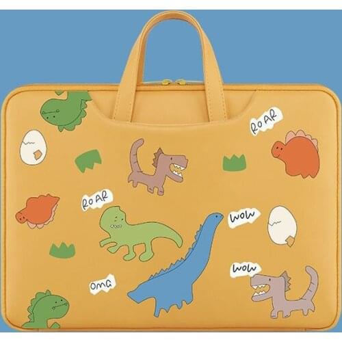 Pure And Fresh Computer Brief Portable KUMON Laptop Briefcase Cartoon Dinosaur Laptop Bag For Mackbook 13 14 15.6 Inch