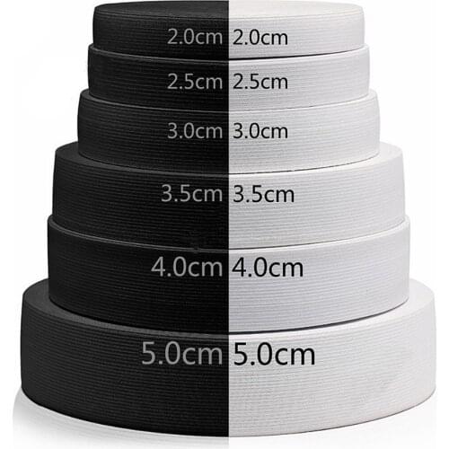 5 Meters/Roll 15/20/25/30/35/40/45/50MM White/Black Polyester Highest Elastic Bands Garment Trousers Sewing Accessories DIY