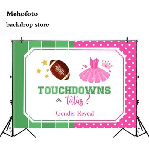 Mehofoto Gender Reveal Photo Background Touchdowns Photography Backdrop Green Grass and Pink Dress Background for Photo Studio