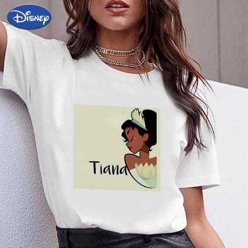 Disney Animation T Shirt Women I Want To Stick To My Father Ideals Printed Short Sleeve Exquisite Elegant Tiana Princess Tshirt