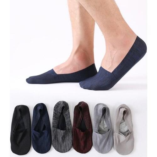 DOIAESKV Cotton Men Short Socks Fashion Business Men Loafer Boat Non-Slip Invisible No Show Net Socks Low Cut Socks Slippers