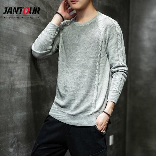 Jantour Brand 2020 New Sweater Men Autumn Winter Warm Mens Knitted Solid Color Casual O-Neck Pull Pullover Fashin Men Clothing