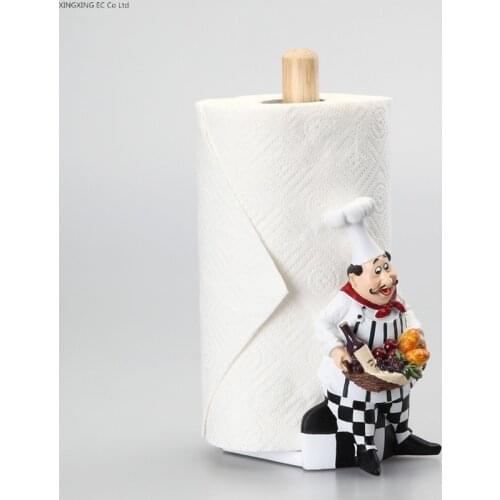 Creative Chef Statue Paper Towel Rack Long/short Dual-use Vertical Paper Towel Rack/kitchen Roll Paper Holder Household Goods