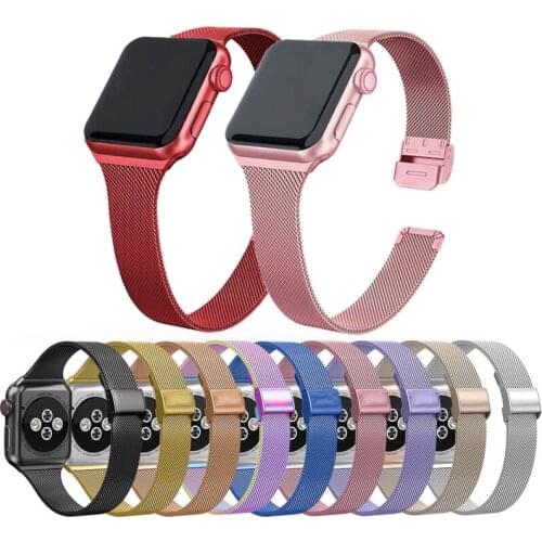 Metal Strap For Apple Watch band 44mm 40mm 38mm 42mm Slim Stainless steel Bracelet Loop for iWatch Series 6 SE 5 4 3 watchbands