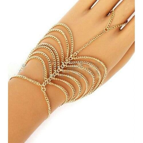 New Charm Multilayer Chain Tassel Bracelet Slave Chain Link Finger Hand Harness Jewelry Chain Bracelet Gold Bracelets & Bangles