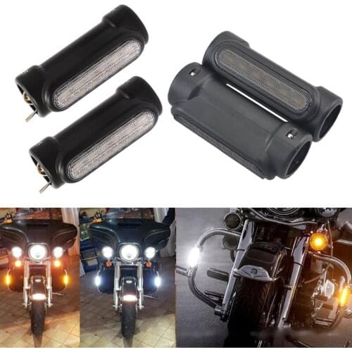 Motorcycle Metal Highway Crash Bar LED Switchback Light White Amber Turn Signal Clear Smoke Lens Driving Light/Turn Sign