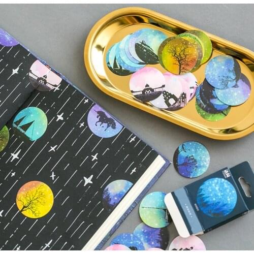 50 Pcs/Pack Kawaii Japanese Decoracion Journal Cute Beautiful night sky Stickers Scrapbooking Flakes Stationery School Supplies