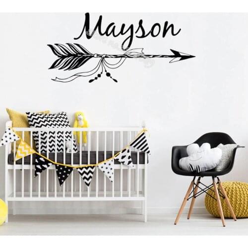 Boho Arrow Custom Name wall Sticker Vinyl Bohemian Nursery Kid Baby Room Decoration Decal Living Room Home Decor wallpaper EA948