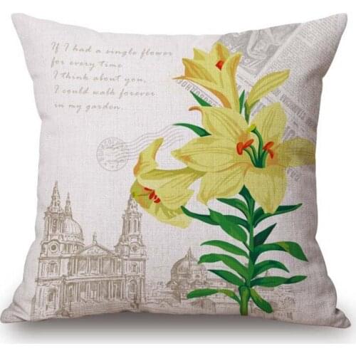Original home cushion Floral Printed hold throw pillow office car home decorative pillow neck roll cotton flax styles 45*45cm