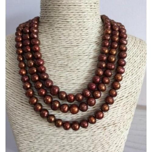 Single strands 10-11mm south sea baroque chocolate pearl necklace 48inch